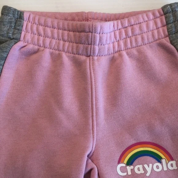 2 Piece Pink Gray Fleece Hoodie Zip Jacket  & Pants Set Crayola Little Girl's 4 - Picture 11 of 15